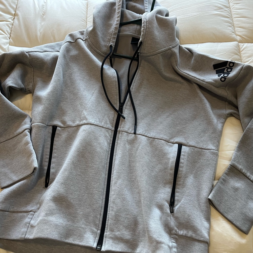 Women’s US large Adidas light grey zipper hoodie.